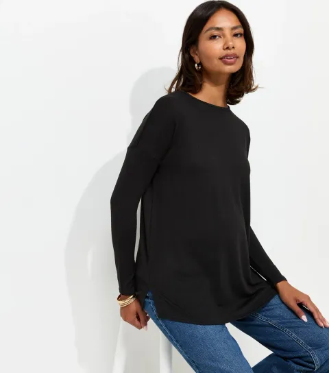 New Look Women's Maternity Black Soft Touch Long Sleeve Top