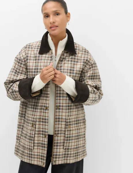 Marks & Spencer Checked Barn Jacket Brown Mix