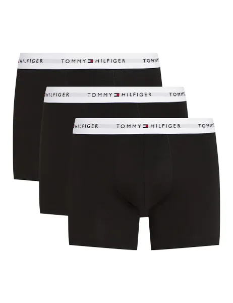 Tommy Hilfiger 3 Pack Signature Logo Cotton Rich Boxer Briefs Black