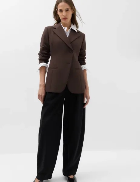 Marks & Spencer Tailored Cinched Waist Asymmetric Blazer Bitter Chocolate