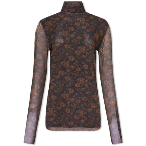 Floral Print Mesh Top
