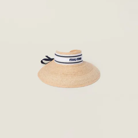 Raffia-effect fabric visor