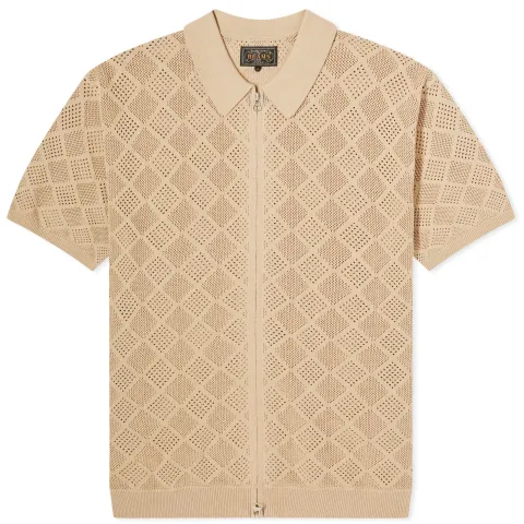 Zip Mesh Knit Polo