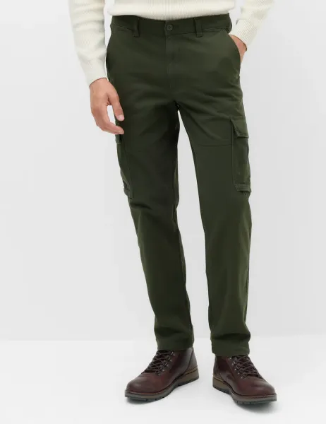 Marks & Spencer Straight Fit Cargo Trousers Dark Khaki