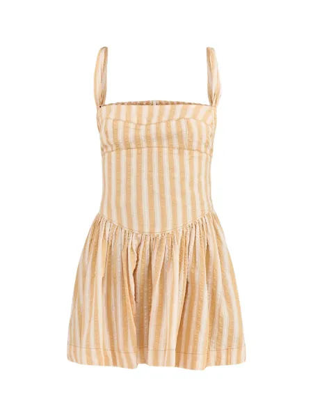 Free People Laurel Plaid Mini Dress Neutral