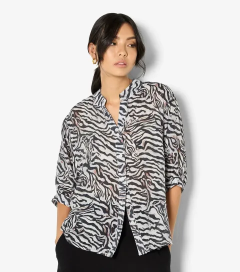 Women's Black Zebra Print Oversized Blouse
