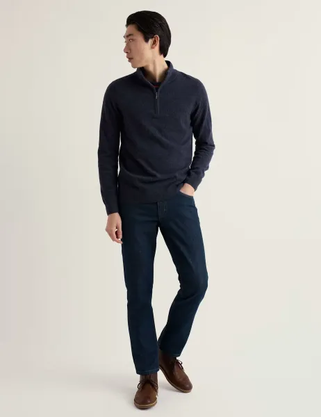 Seasalt Cornwall Merino Wool Rich Half Zip Jumper Dark Navy