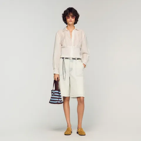 Smocked linen shirt