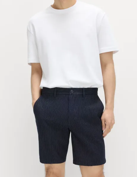 Marks & Spencer Half-Elasticated Waist Chino Shorts Indigo Mix