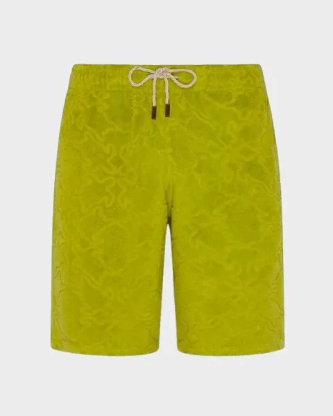 Vilebrequin Men Terry Bermuda Shorts Turtles Net Jacquard