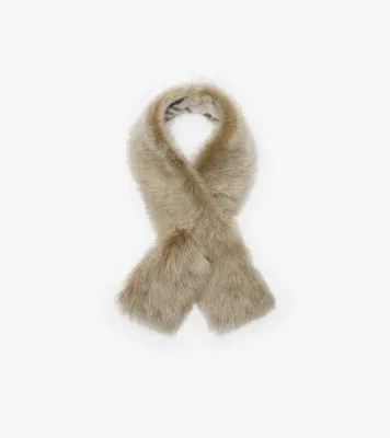 Reversible Shearling Scarf in Pebble grey/linden beige