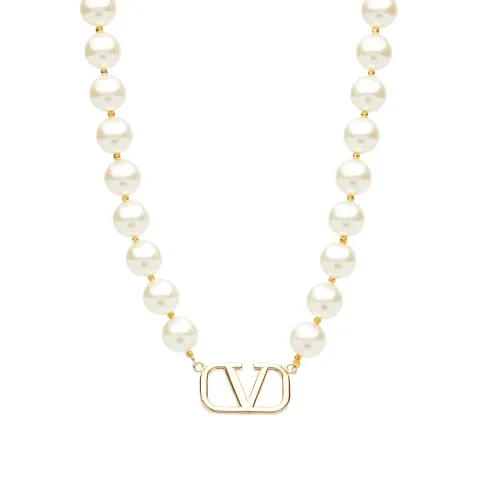 V Logo Pearl Necklace