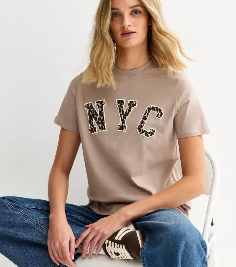 Women's Mink Leopard Print NYC Regular T-Shirt
