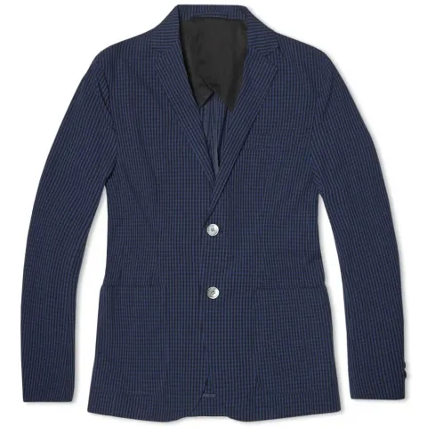 Seersucker Gingham 2 Button Blazer