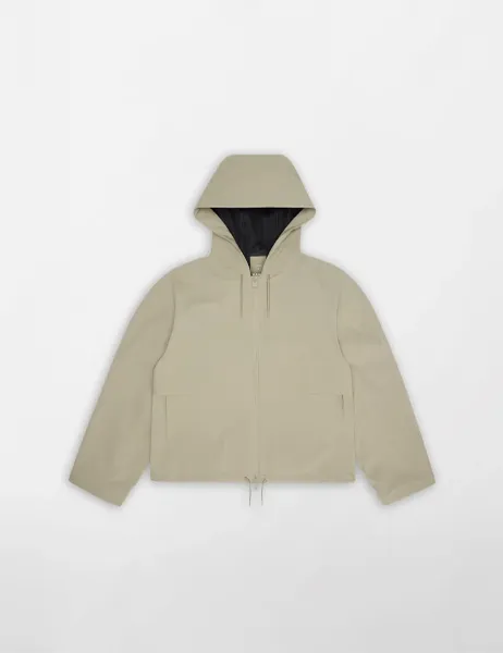 Rains Suva Waterproof Hooded Cropped Rain Jacket Beige