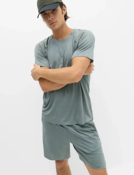 Goodmove Jacquard Cloud 7" Elasticated Waist Sports Shorts Dark Sage