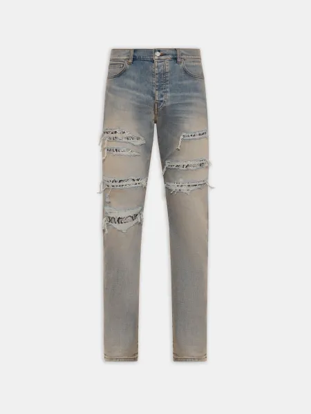 SNAKE STUD SLIM JEAN - Antique Indigo