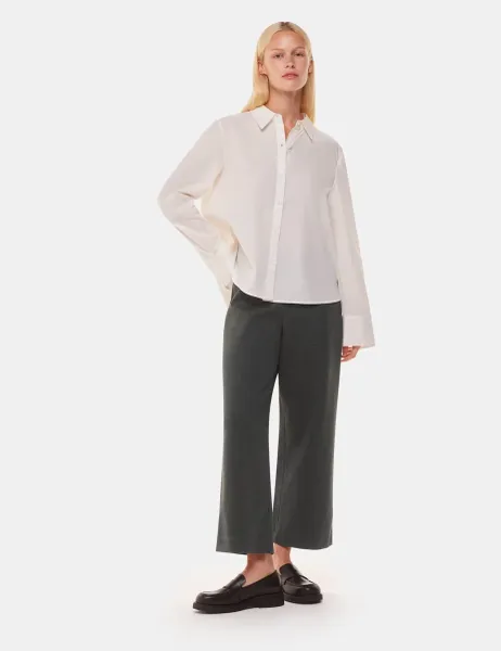 Whistles Camilla Side Zip Wide Leg Cropped Trousers Grey