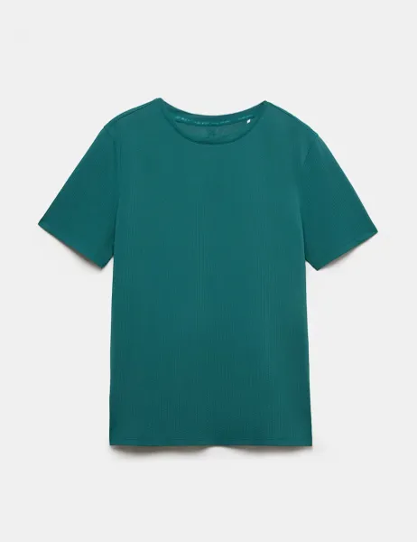 Goodmove Round Neck Mesh Relaxed T-shirt Petrol Green