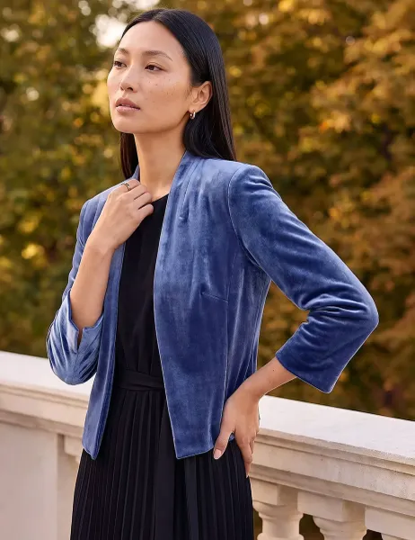 Roman Velvet Short Jacket Dark Navy