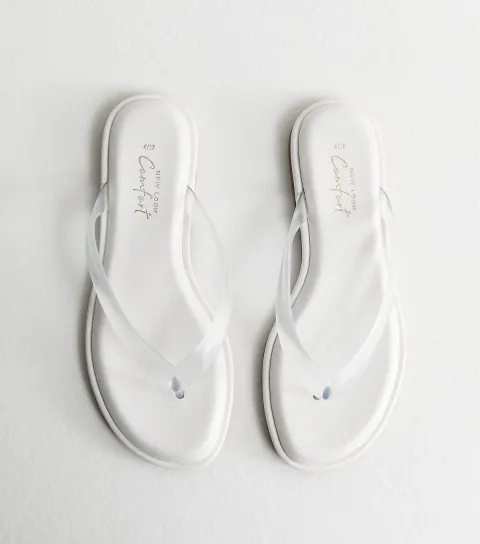 Women's White Jelly Thong Sandals Vegan