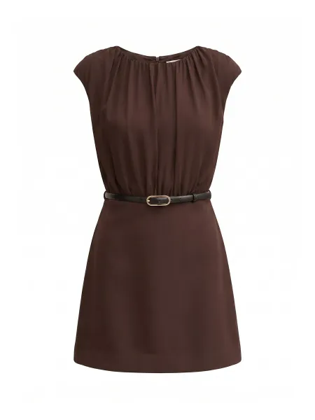 Forever New Quinn Gathered Bodice Mini Dress - Chocolate Freckle