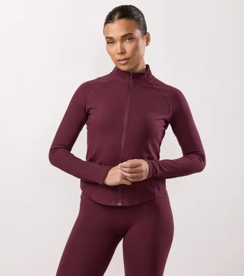 Women's Burgundy Peach Luxe Full Zip Jacket
