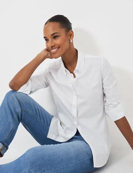 Pure Cotton Collared Shirt White