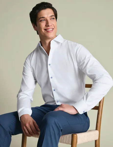 Charles Tyrwhitt Slim Fit Non Iron Pure Cotton Trim Shirt White
