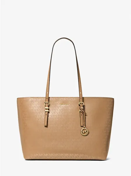 Michael Kors Quinn Large Metallic Signature Logo Tote Bag