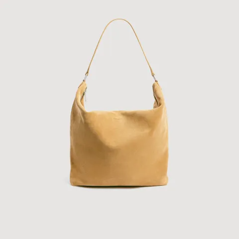 Zipped split leather hobo bag