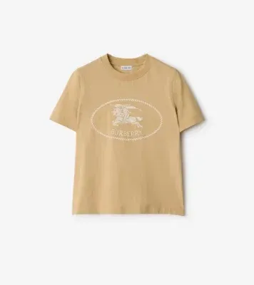Knight Stamp Cotton T-shirt in Flax beige