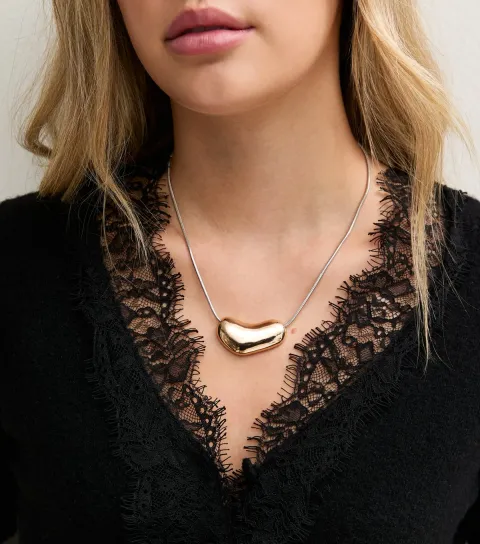 New Look Mixed Metal Dome Pendant Chain Necklace