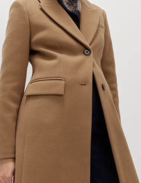 Marks & Spencer Collared Longline Tailored Coat Light Caramel
