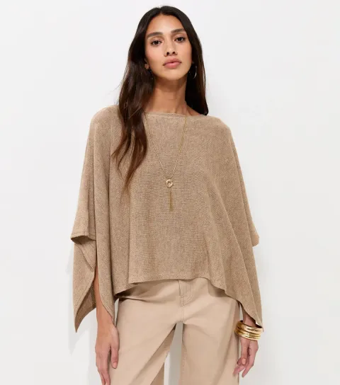 Women's Oatmeal Draped Cape & Vest Top