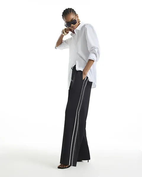 River Island Side Stripe Drawstring Wide Leg Joggers