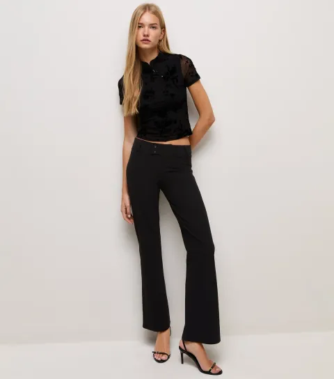 New Look Women's Black Low Rise Flared Trousers