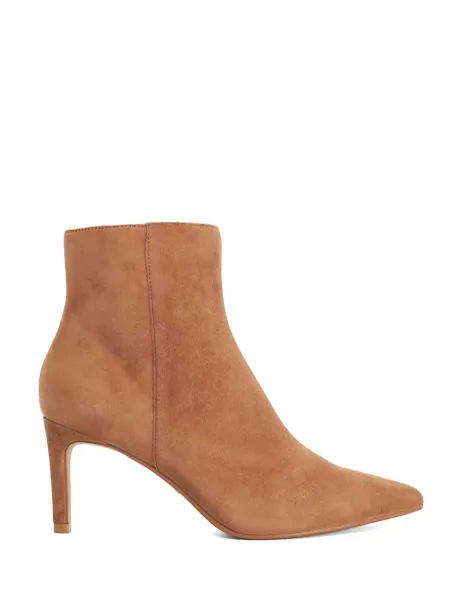Dune London Suede Stiletto Heel Pointed Toe Ankle Boots Taupe
