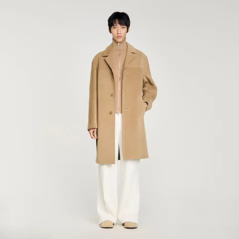 Long belted leather coat