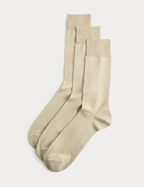 Autograph 3 Pack Egyptian Cotton Rich Socks Beige