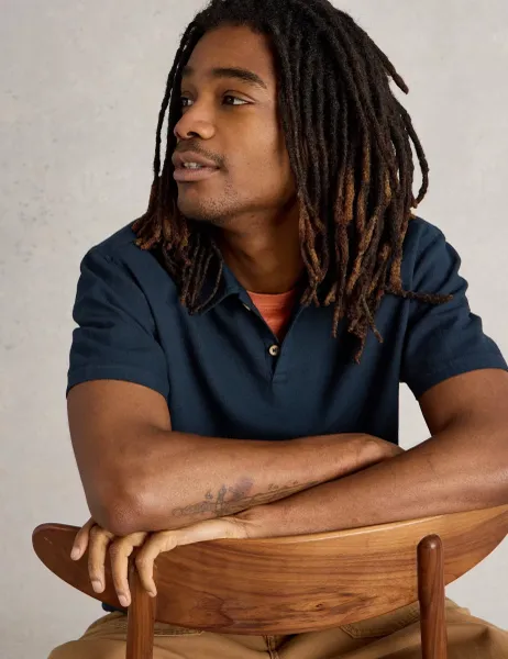White Stuff Pure Cotton Polo Shirt Navy