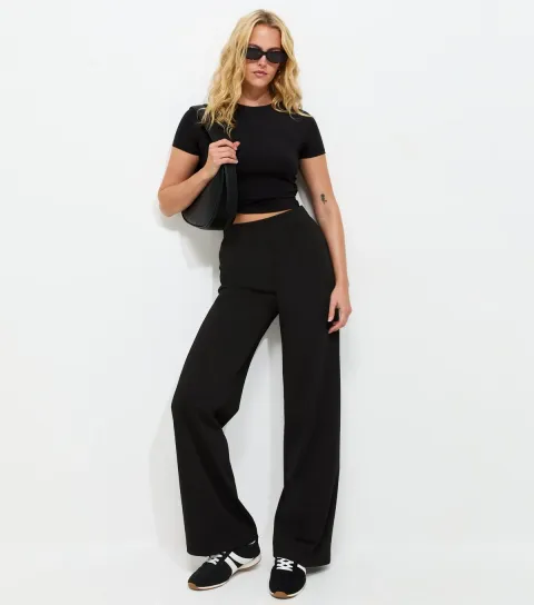 New Look Women's Tall Black Jersey Wide Leg Trousers