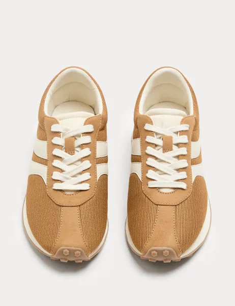 Marks & Spencer Side Stripe Retro Trainers Sand