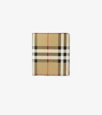 Check Folding Card Case in Archive beige - Men, Canvas
