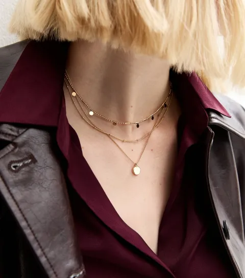New Look Gold Tone Layered Mini Charm Necklace
