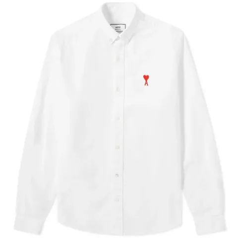 AMI Button Down Medium Heart Logo Oxford Shirt