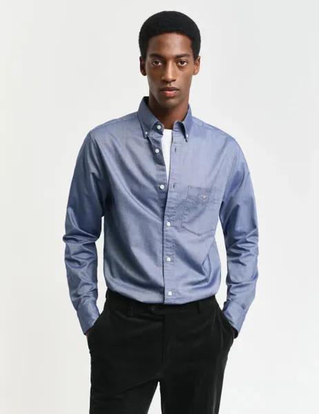 Gant Regular Fit Pure Cotton Oxford Shirt Dark Blue