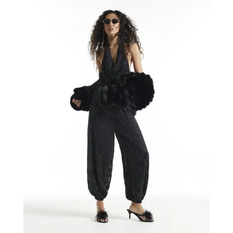 River Island Hotfix Cowl Neck Balloon Leg Jumpsuit