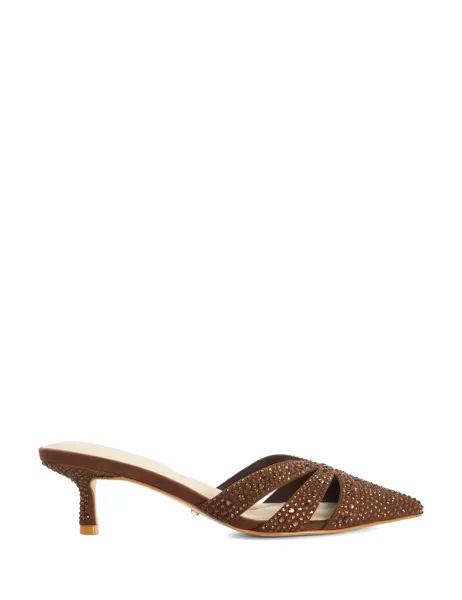 Dune London Slip On Stiletto Heel Mules Brown