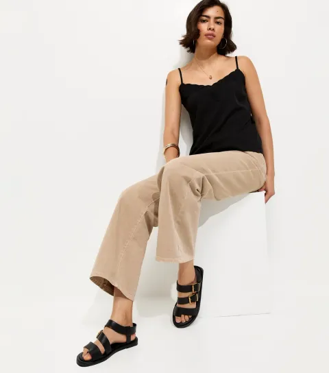 Women's Premium Real Leather Black Buckle Strap Sandals